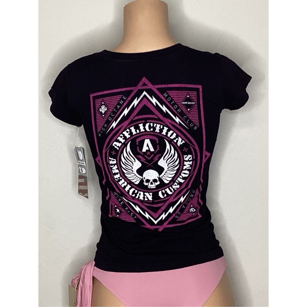 New. Affliction black tee shirt. Medium. Runs small. - Picture 4 of 6